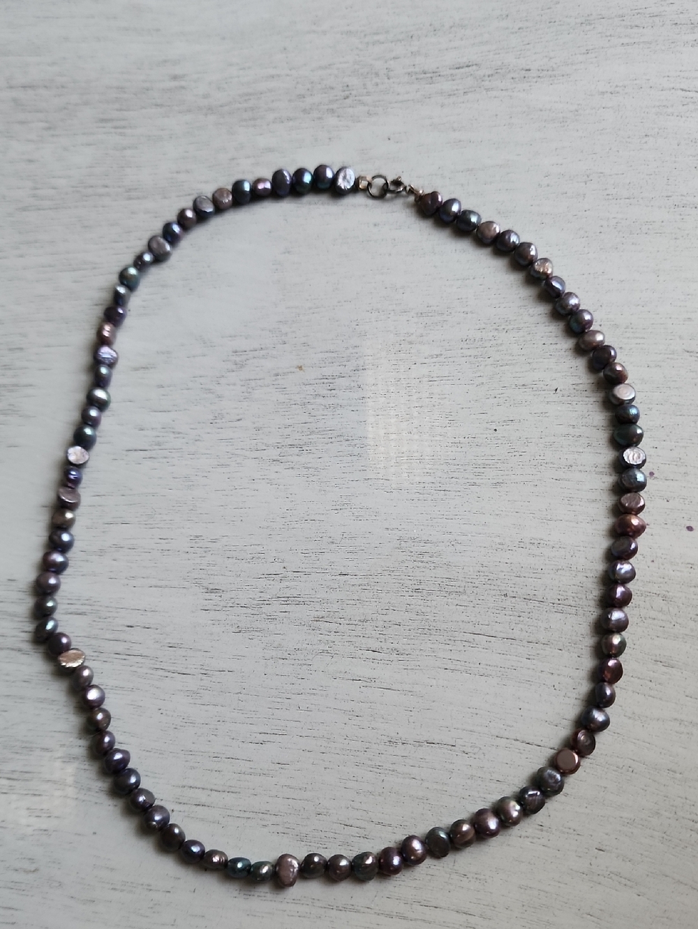 Freshwater Pearl Necklace in Iridescent Black and Purple